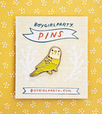 Green Budgie Enamel Pin by boygirlparty - Green Parakeet Pin / Budgerigar Pin