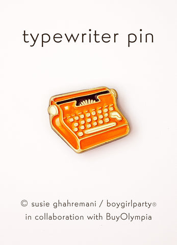Typewriter Pin - Red Typewriter Enamel Pin Brooch by boygirlparty