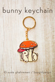 Bunny Mushroom Keychain by boygirlparty -- Red Mushroom Key Chain