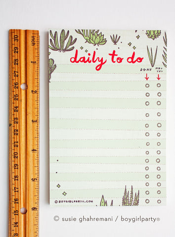 succulent notepad Cat To-Do List Notepad by Susie Ghahremani / boygirlparty.com