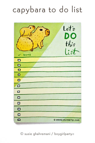capybara to do list notepad by susie ghahremani / boygirlparty®