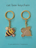 Cat Bee Keychain -- Bee Cat Metal Key Chain