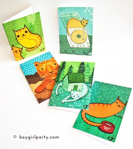 Cat Notecards (Set of 5) by Susie Ghahremani / boygirlparty.com
