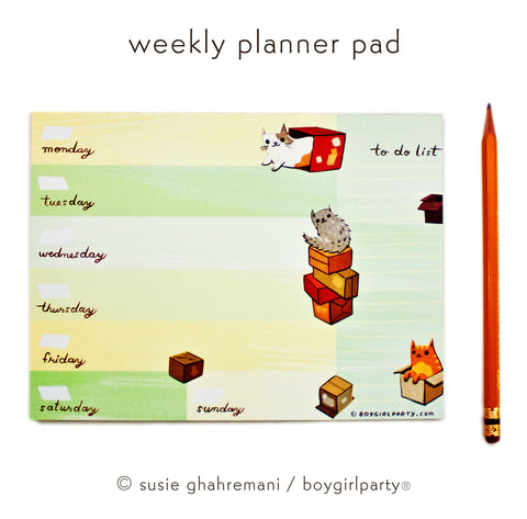 Cat Weekly Planner Pad — Work from Home / Co Worker Gift – the boygirlparty  shop –