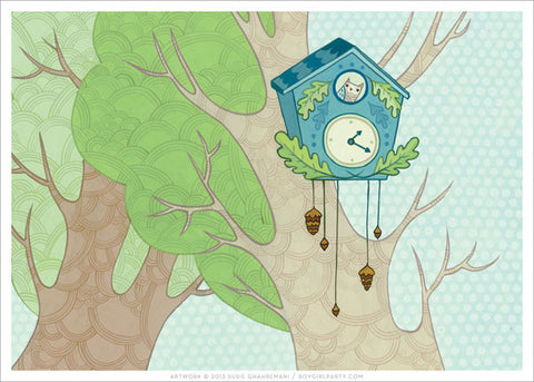 Cuckoo Clock Art Print by Susie Ghahremani / boygirlparty.com