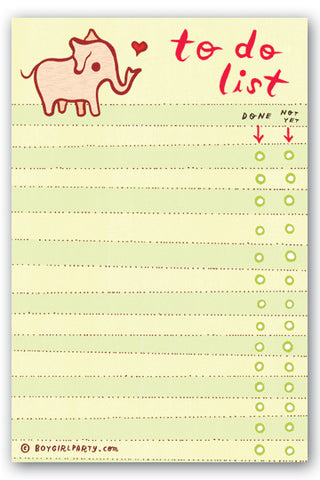 Elephant To-Do List Notepad by Susie Ghahremani / boygirlparty.com