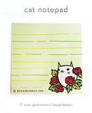Floral Cat Notepad - Kawaii Cat Stationery by boygirlparty