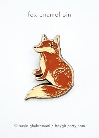 Red Fox Enamel Pin by Susie Ghahremani / boygirlparty® from http://shop.boygirlparty.com