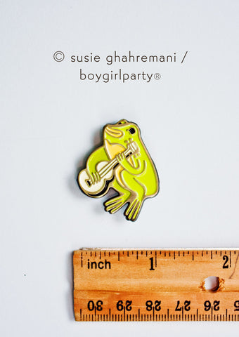 Ukulele Frog Enamel Pin -- Frog Guitar Lapel Pin by boygirlparty