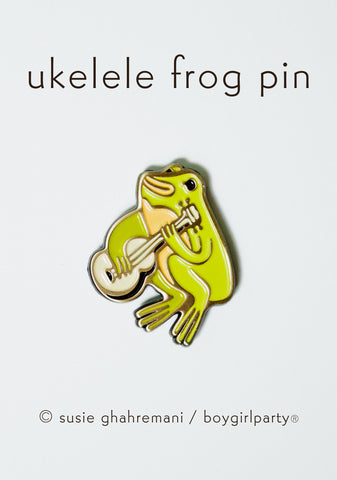 Ukulele Frog Enamel Pin -- Frog Guitar Lapel Pin by boygirlparty