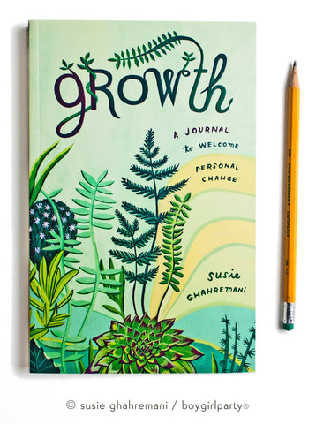 Growth -- guided personal development guided journal with prompts by Susie Ghahremani / boygirlparty