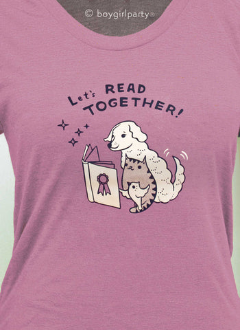 Let's Read Together Storytime Womens Graphic Tshirt - Bookish T Shirt for women