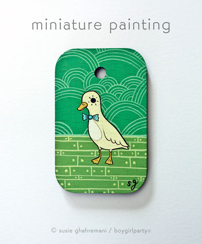 Bowtie Duck Miniature Painting by Susie Ghahremani