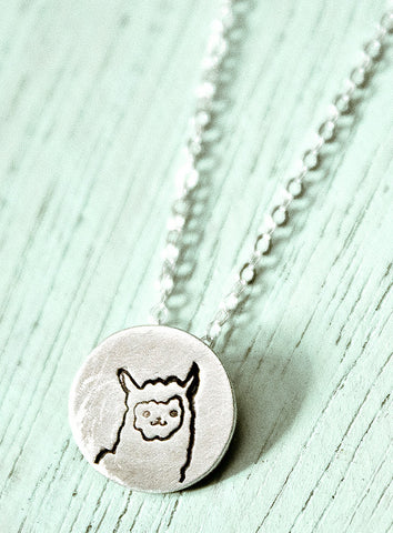 Miniature Llama Necklace (Sterling silver llama necklace) by Susie Ghahremani / http://shop.boygirlparty.com