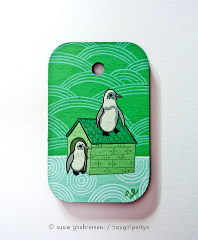 Penguin Miniature Painting by Susie Ghahremani