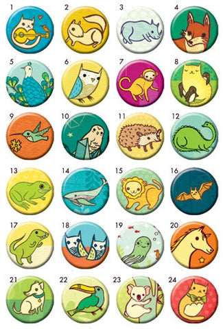 Miniature Menagerie Buttons - Mix and Match (Set of 4) by Susie Ghahremani / boygirlparty.com