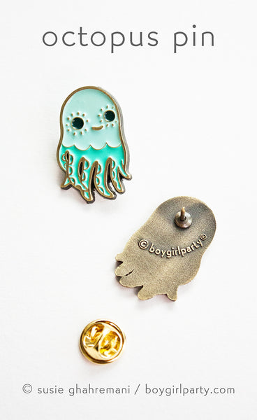 Octopus Pin Enamel Lapel Pin Squid Pin by boygirlparty / Susie ...
