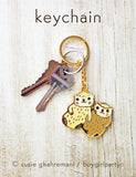 Otters Holding Hands Keychain -- Gold Otter Key Chain