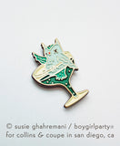 Cocktail Owl Pin - Funny Owl Enamel Pin by boygirlparty for Collins & Coupe