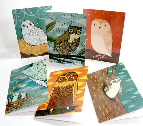 Owl Notecard Set (of 6) by Susie Ghahremani / boygirlparty.com