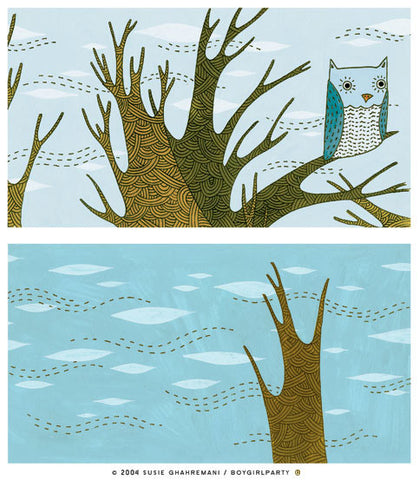 Owl Tree Art Print Set by Susie Ghahremani / boygirlparty.com