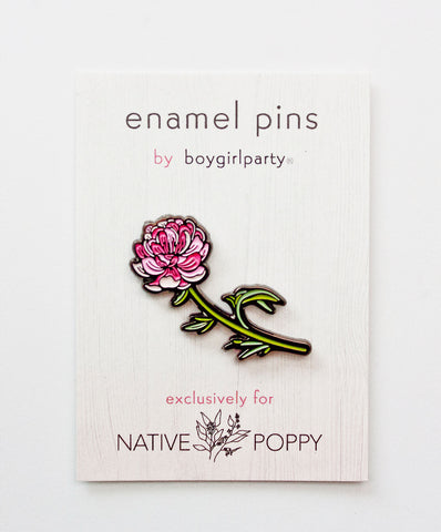 Ficsowy Peony Flower Enamel Pin - Delicate Purple Botanical Brooch Gift For Women & Girls