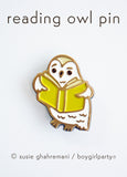 SALE: Owl Book Enamel Pin — Bookish Owl Lapel Pin by boygirlparty