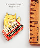 Keyboard Cat Enamel Pin (Red) - Music Cat Pin by boygirlparty