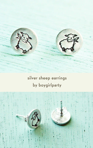Silver Sheep Earrings by Susie Ghahremani / boygirlparty.com