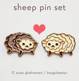 Sheep Pin Set - Friendship Jewelry Set - BFF Enamel Pin Set - Lapel Pin Set