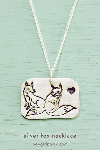 Silver Fox  / Heart Necklace