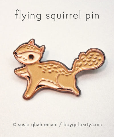 Flying Squirrel Enamel Pin by Susie Ghahremani / boygirlparty.com