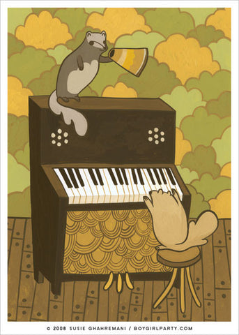 Squirrel Piano Art Print by Susie Ghahremani / boygirlparty.com