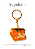 Red Typewriter Keychain -- Hard Enamel Key Chain