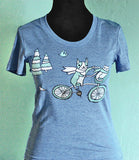 Bike Animals T-shirt (Vintage Blue) by Susie Ghahremani / boygirlparty.com