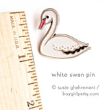 White Swan Enamel Pin by Susie Ghahremani / boygirlparty.com