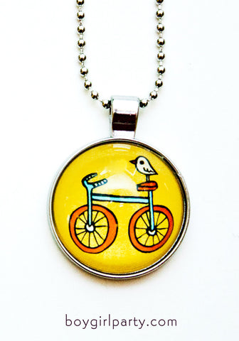 Yellow Bike Necklace by Susie Ghahremani / boygirlparty.com